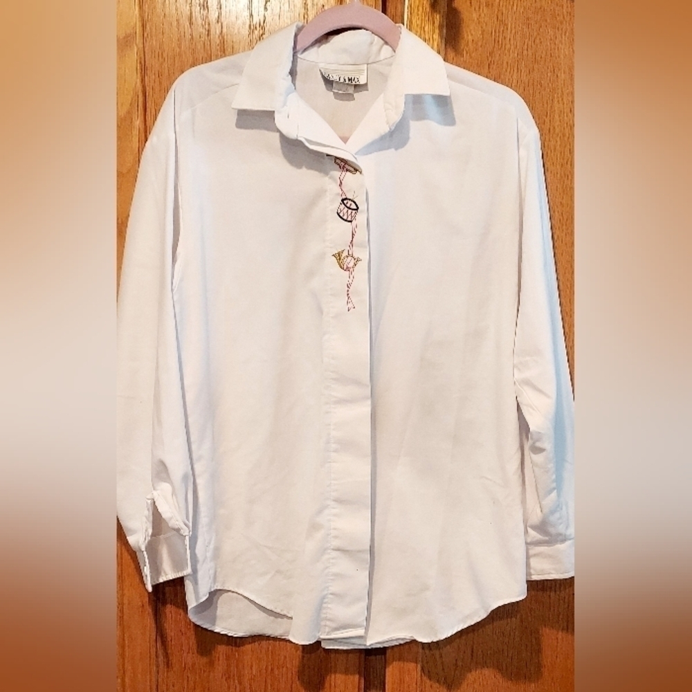 Casey & Max Vintage Women's Buttondown Long Sleeve White Shirt Size S.